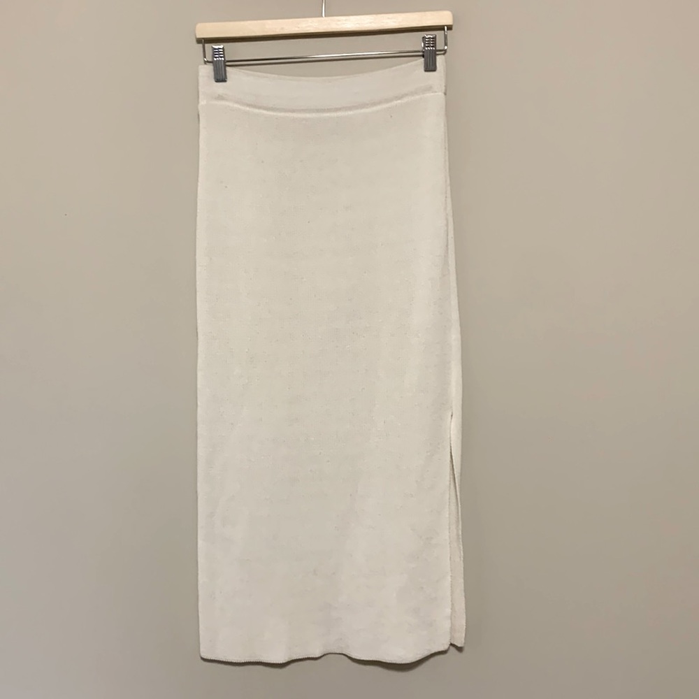 Mango white knit midi dress